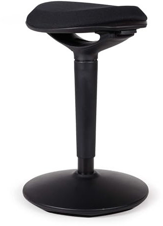 Wiltec Sitz- & Stehhocker schwarz, Drehhocker höhenverstellbar bis 70 cm, Polsterhocker bis 100 kg, moderner Hocker drehbar für Büro und Homeoffice