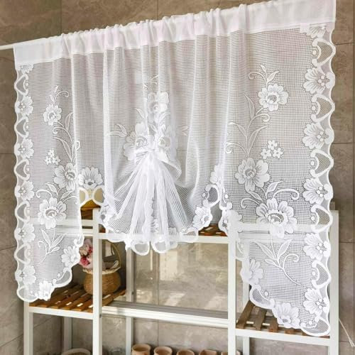 Scheibengardinen Modern, Scheibengardine Wohnzimmer Gardinen Kurz Bistrogardinen Weiße Schleife Halbtransparent Fenstergardinen 100 X 150 cm