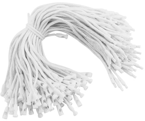 110 Stück Hängeschnur, Kordel zum Aufhängen von Anhängern, Kordel zum Befestigen von Etiketten mit Schnappverschluss, für Schmuck, Gepäck, Kleidung (weiß)