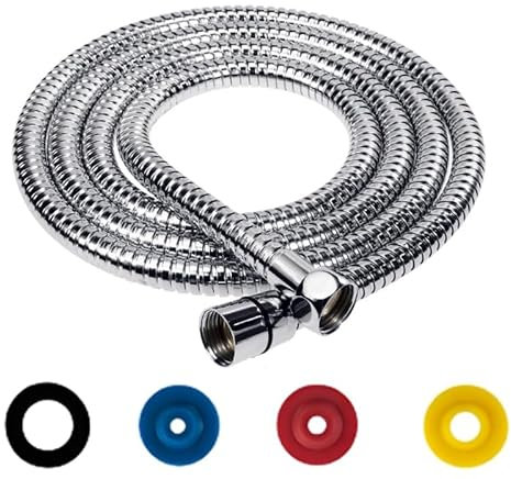 GIUSOBG Flessibile Doccia Acciaio Inossidabile 2M/79IN Tubo Flessibile per Doccia Argento Acciaio Inox Tubo da Anti Torsione, Attacco Standard 1/2 Adatto Tutti I Soffion con 4 Limitatori Flusso