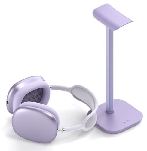 doenci Headset Holder, Headphone Stand for Over Ear Bluetooth Headphones | Gaming Headset Stand, Universal Holder with Weighted Base + Aluminium Tube, Desk Accessories & Gaming Accessories, Purple