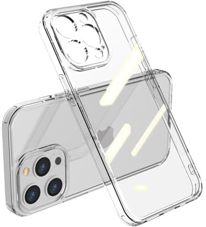 LVVLBBT Coque de téléphone en Verre trempé Transparent pour iPhone 16 15 14 13 12 11 Pro Max Plus XR X XS 7 8 Antichoc Coque Rigide Transparente, Transparente, pour iPhone 16