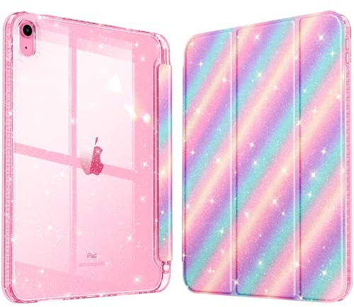 FINTIE Glitter Case for iPad A16 11th Gen 11 Inch and 10th Gen 10.9 Inch | [Built-in Pencil Holder] Sparkly Cover with Shiny Back Shell, Auto Wake/Sleep, Candy Dream