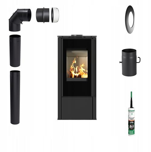 KRATKI Kaminofen aus Stahl 5,5 kw HATI fi 150 Stahlofen, Schwedenofen BImSchV Stufe 2 Installationszubehör