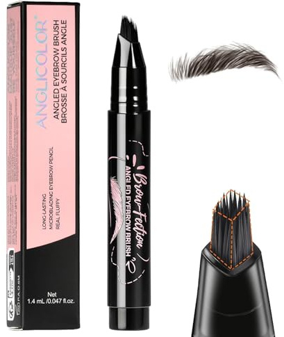 Eyebrow Pencils, Upgrade Augenbrauenstift Härchenzeichnung 2.0 mit abgewinkeltem Augenbrauenpinsel, Haarähnliche Striche, Wischfest, Transferfest, Einfach zu Benutzen - 05 BLACK