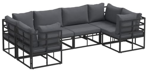 vidaXL Gartensofa-Set 6 STK. Schwarz Aluminium