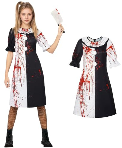 GOUYENG Clown Kostüm Damen,Terrifier Kostüm,Killer Terrifier Clown | Schwarz Weiß Jumpsuit Cosplay,Erwachsene Outfits der Killer Damen,für Karneval,Fasching,Mottoparty,Halloween