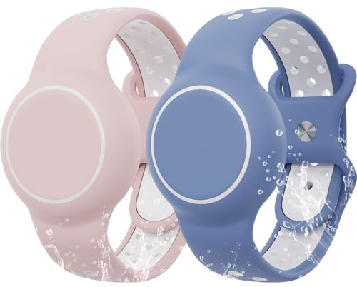 Wasserdichtes Armband kompatibel mit AirTag für Kinder, 2 Stück Silikonhalter mit Versteckt Cover Design Armband kompatibel mit AirTag, Atmungsaktiv GPS Tracker Halter für Kinder BWPW