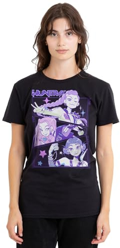 Kpop Demon Hunters Women's K-pop Demon Hunters - Anime Huntrix Huntr/X Ladies T Shirt, Black T-Shirt (Pack of 1)