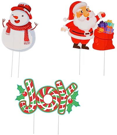 Toyvian 3 Stück Weihnachtsdeko Gartenstecker Teiliges Wetterfeste Weihnachtsstecker für Außen Deko Weihnachtsgarten Weihnachtsfest Party Deko Zufällige Farbe Zufällige Farbe
