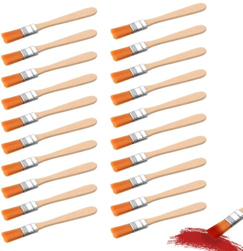 Peygre 20 Pcs Small Paint Brushes, Soft Bristle, 0.5 Inch | Half inch touch up brush, soft bristle, wood handle, for wall, door, fence, furniture and crafts.