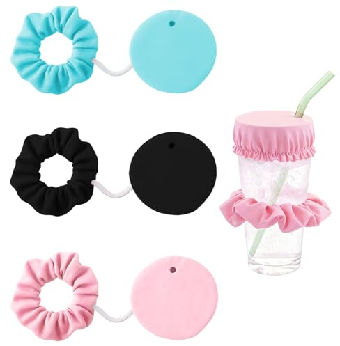 Haarband drink cover- KO Tropfen Schutz Set - 3x Getränkeschutzdeckel & 3x Stoffarmbänder - Strohhalm Abdeckung & Glasabdeckung für Trinkglas - Diskreter Getränkeschutz