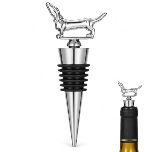 Novelty Dachshund Shaped Wine Bottle Stopper for Champagne Prosecco & Cava | Airtight leak-proof seal locks in fizz, durable smooth finish, fits standard necks, ideal for gifting & sparkling beverages