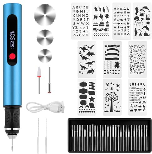 flintronic Penna Incisione Elettrica, Set di Strumenti per Incisione senza fili, USB Ricaricabile Incisore Rotante Portatile