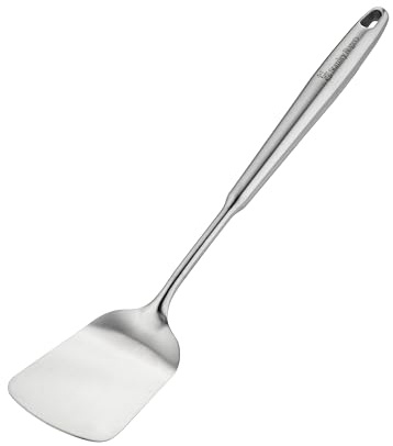 Stanley Rogers Monobloc Stainless Steel Solid Turner Satin Finish 6.5x7.5cm | Kitchen Utensil with Wide Fish Slice Head, Hanging Loop and Dishwasher Safe, Cooking Gadget for Flipping and Serving