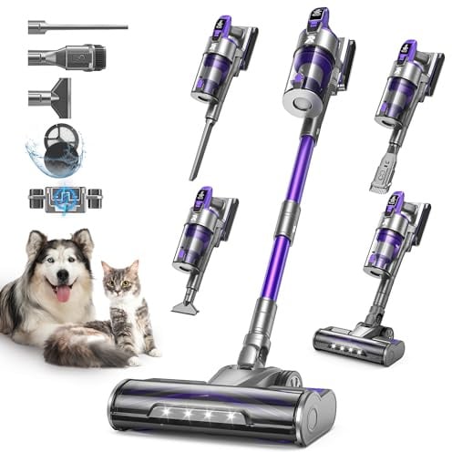 Redkey X18 Aspiradora sin Cable 60KPa/650W/80Mins, 8 en 1 Aspiradora Inalámbrico de Pantalla Tactl LED Modo Automatico Inteligente Autocargable, Autoportante para Suelos/Alfombras/Pelo de Animales