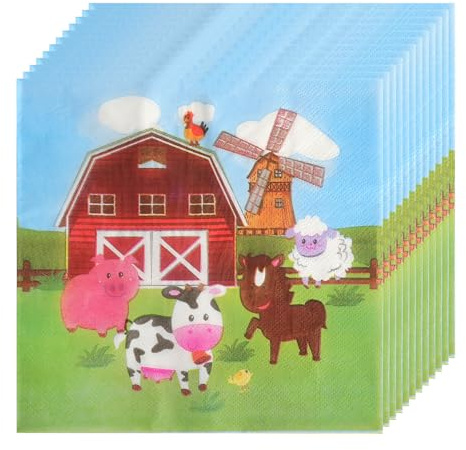 40 Stück Bauernhof Servietten geburtstag Party Servietten Papierservietten 33x33cm,2-lagige Papierservietten für Bauernhof Party Geburtstag Deko, Safari Dschungel，Kindergeburtstag Tischdeko