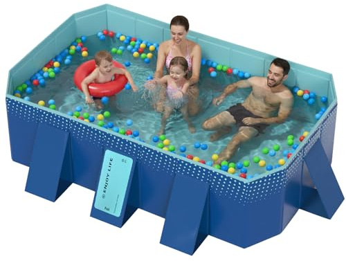 Piscina infantil plegable, piscina infantil, piscina portátil para perros, piscina extraíble, bañera, adecuada para niños, mascotas medianas (260 x 165 x 55 cm)