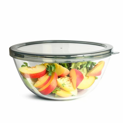 Sendez Glasschale mit Deckel Groß 4,4L Ø27cm XL Salatschale aus Borosilikatglas Hitzebeständig – Große Glasschüssel für Salat, Teig, Auflauf, Backofen & Spülmaschine