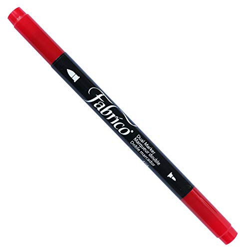 Tsukineko Fabrico Dual Tip Fabric Marker Pen, Poppy Red