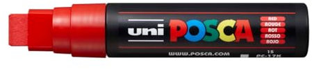 Uni Posca Marker PC-17K Paint Glass Pen Broad Chisel Tip 15mm Red