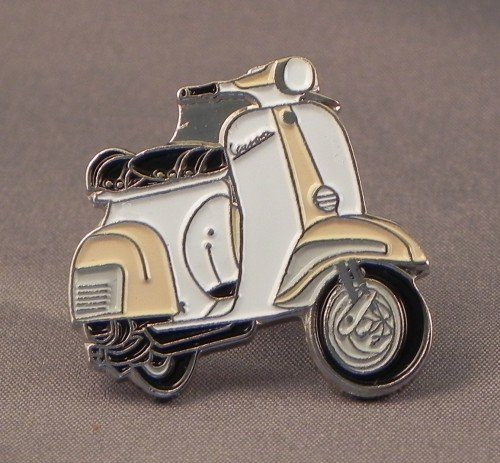 Anstecker, Vespa-Motiv, Metall, Emaille, Beige/Weiß