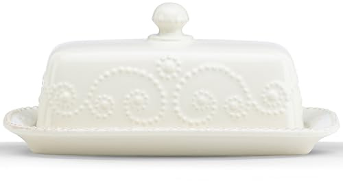 Lenox French Perle Covered Butter Dish, White -