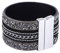 Morella Damen Glitzerarmband breit verziert mit Zirkoniasteinen und Magnetverschluss schwarz Silber