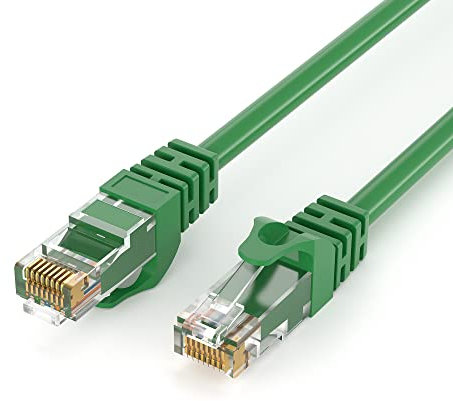 JAMEGA 10m CAT.6 Netzwerkkabel (RJ45) Patchkabel Ethernet Lan in grün| 1Gbit/s | 250MHz | kompatibel zu CAT.5 / CAT.5e / CAT.6