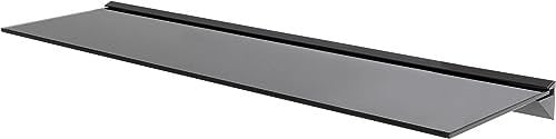 mahara Black Glass Floating Shelf - Extra long -100cm wide wall mounted floating shelf supporting upto 20Kg, Easy Installation, use in any room