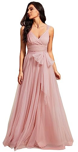 Ever-Pretty Robe de Soirée Longue Col V Cérémonie Demoiselle d'honneur Femme Rose Nude 48