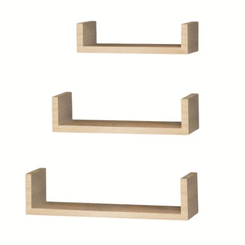 Core Products Hudson Wall Floating Shelves, Set of 3 U-Shape Shelf kit, Storage Display for Living Room, Bedroom, Hallway, Bedroom, Decorative Display, Matte Finish