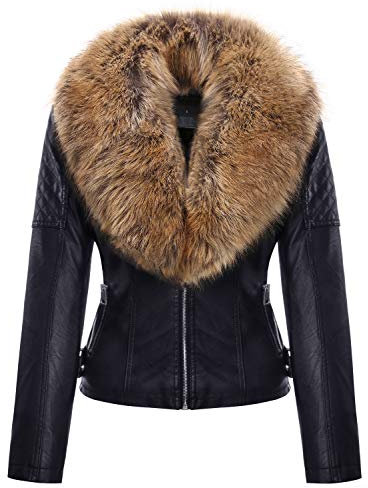 Geschallino Cappotto da Donna in Finta Pelle Scamosciata Giacca con Cappuccio Inverno Caldo Cappotto Foderato in Pile Cappotto 9201 Nerogiallo L
