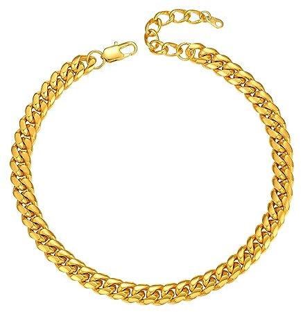 PROSTEEL Collier Choker Femme Plaqué Or 36cm Chaîne Ras de Cou à Grosse Maille 10mm de Large
