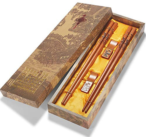 Chopstick Reusable Chinese Panda Chopsticks with Holder and Carrying Bag Chinese Traditional Stylish Gift Set（2 Pairs）