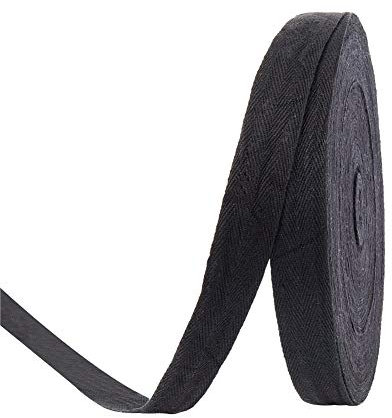 BENECREAT 45m 25mm Baumwollgurtband Schwarzes Fischgrät Twill Band zum Nähen von Schneiderei Verzierungen Bastelschürze