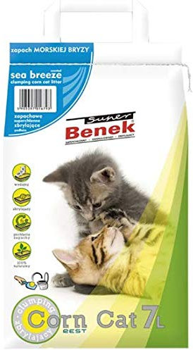 Super Benek Unglaublich effiziente Geruchsneutralisierung Mais Katze Meeresbrise Klumpstreu 3 x 7 Liter