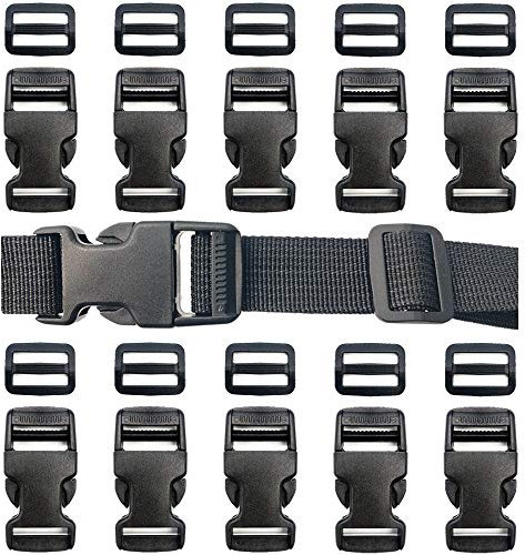 10 Stück Schnellverschlüsse mit Tri-Glide Slides Kunststoff verstellbare Schnallen Clips für DIY Handwerk Rucksack Umreifung Tasche Gurtband Gepäck Befestigung Gurt Hundehalsbänder (schwarz)