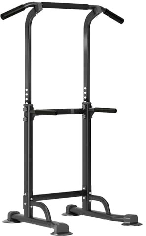 SogesPower Estación de inmersión y Pull Up Power Tower, Dip Stands Multifunción Casa Fuerza Entrenamiento Fitness Estación de Entrenamiento, Altura Ajustable