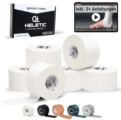 HELETIC Sporttape 3,8cm x 10m Athlete Edition - starres Tape, extra Starke Klebkraft, leicht abreißbar & wasserabweisend - inkl. Taping Video Anleitungen