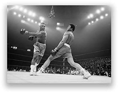 PHGFK Joe Frazier Gegen Muhammad Ali Fotoplakat Der Kampf des Jahrhunderts Im Madison Square Garden In New York City Leinwanddruck Fitnessstudio Dekor 50x70cm Ungerahmt K106