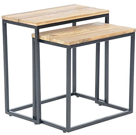 Sonnenpartner 2X Lounge-Tische Cambridge 30x60 35x55 cm anthrazit Teak Lounge-Tisch