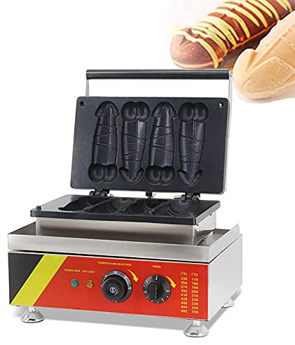KELUNIS Commercial Hot Dog Waffle Maker Machine Stainless Steel No-Stick Temperature And Time Control Waffle Maker Suitable for Restaurant Snack Bar