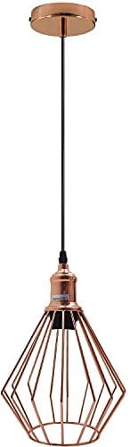 LEDSone Vintage Retro Rose Gold Ceiling Pendant Light Cluster Light Fitting Wire Cage Lampshades, E27 Holder Hanging Light Kit for Indoor Area (Rose Gold)