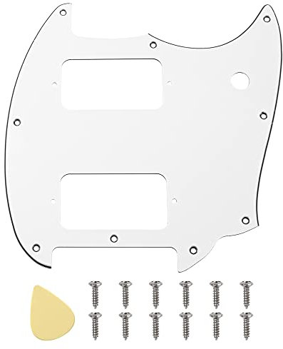 Yootones HH Gitarren-Schlagbrett mit 9 Löchern, runde Ecken, 2 Humbucker, kompatibel mit Squier Bullet Series Mustang E-Gitarre (3-lagig, weiß), 1 Stück