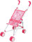 My Baby Doll's Buggy Age 3+, Pink Butterfly Pattern Stroller with White Frame, Foldable Design