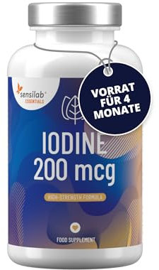 Iodio compresse 200 mcg - Capsule di Ioduro di Potassio per il Supporto della Tiroide e del Sistema Nervoso - 120 Pillole Iodio de Sensilab - Fornitura per 4 mesi