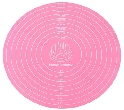 Silicone Baking Mat Cake Mat Silicone Cake Mat Baking Mat with Measurements for CakeTurntable Stand Non-Stick Heat Resistant Pastry Baking Sheet (Pink)