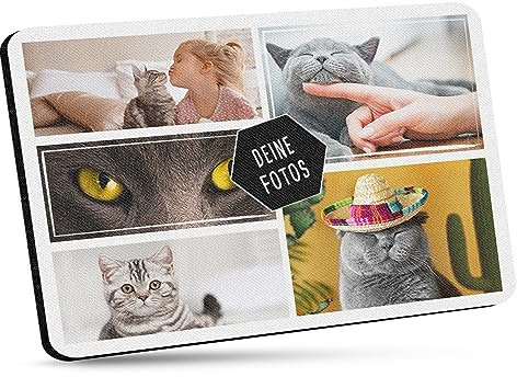 Mousepad selbst gestalten - Bedrucktes Mauspad mit fünf Fotos Personalisieren für Freunde und Kollegen - 27 x 19 cm, 5mm stark | Personalisierbares Fotogeschenk