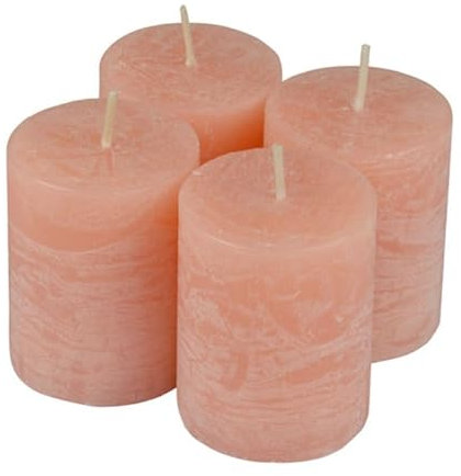 Paris Prix Lot de 4 Bougies Pilier Rustique 5cm Rose Poudré